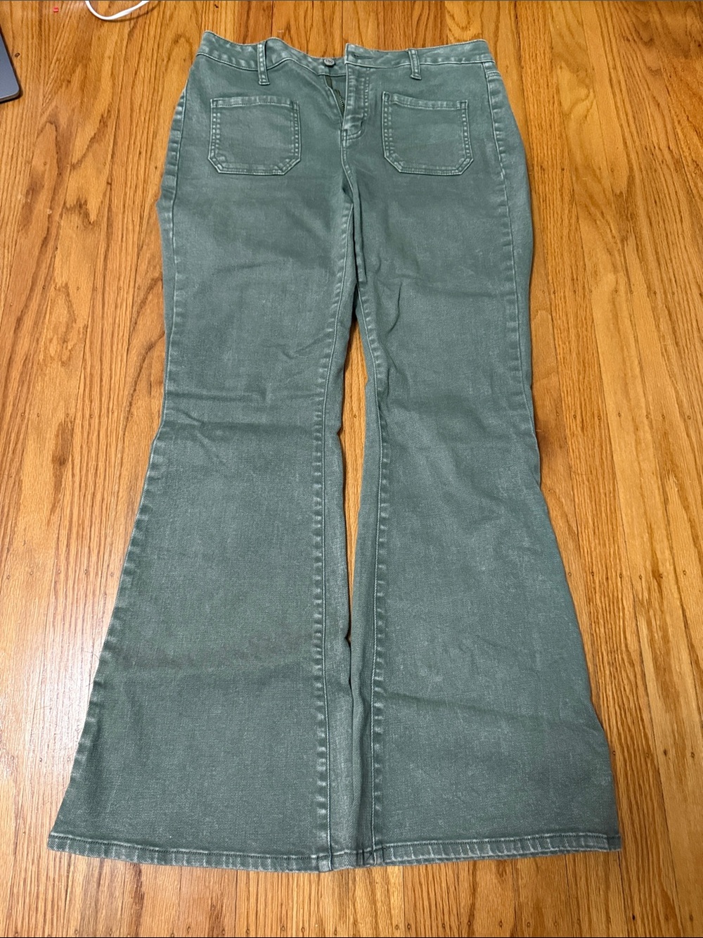 Altar’d State High-Waist Flared Jeans in Olive Green
